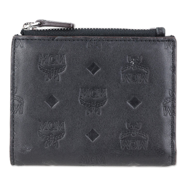 MCM Black Monogram Nappa Leather Bifold Zip Card Wallet