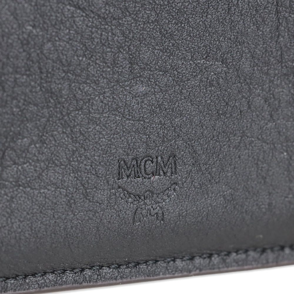 MCM Black Monogram Nappa Leather Bifold Zip Card Wallet