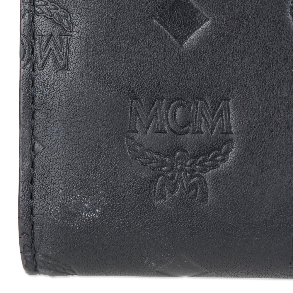 MCM Black Monogram Nappa Leather Bifold Zip Card Wallet