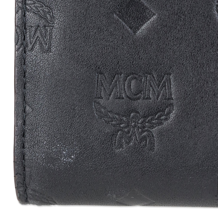 MCM Black Monogram Nappa Leather Bifold Zip Card Wallet
