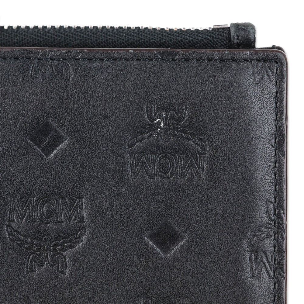 MCM Black Monogram Nappa Leather Bifold Zip Card Wallet