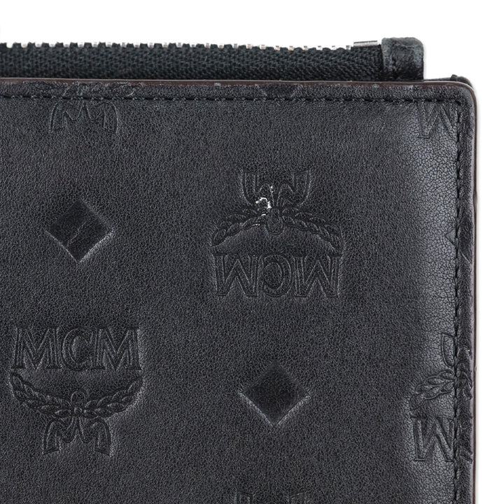 MCM Black Monogram Nappa Leather Bifold Zip Card Wallet