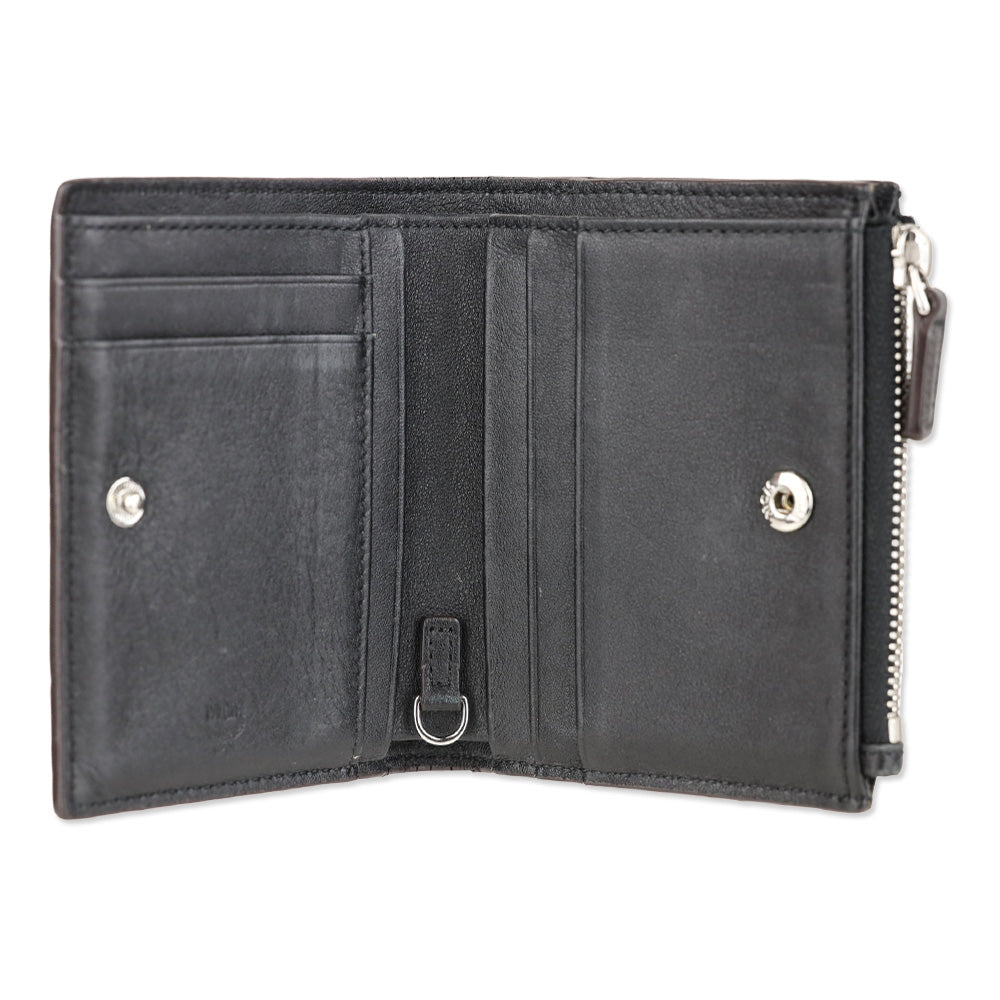 MCM Black Monogram Nappa Leather Bifold Zip Card Wallet