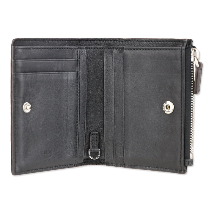 MCM Black Monogram Nappa Leather Bifold Zip Card Wallet