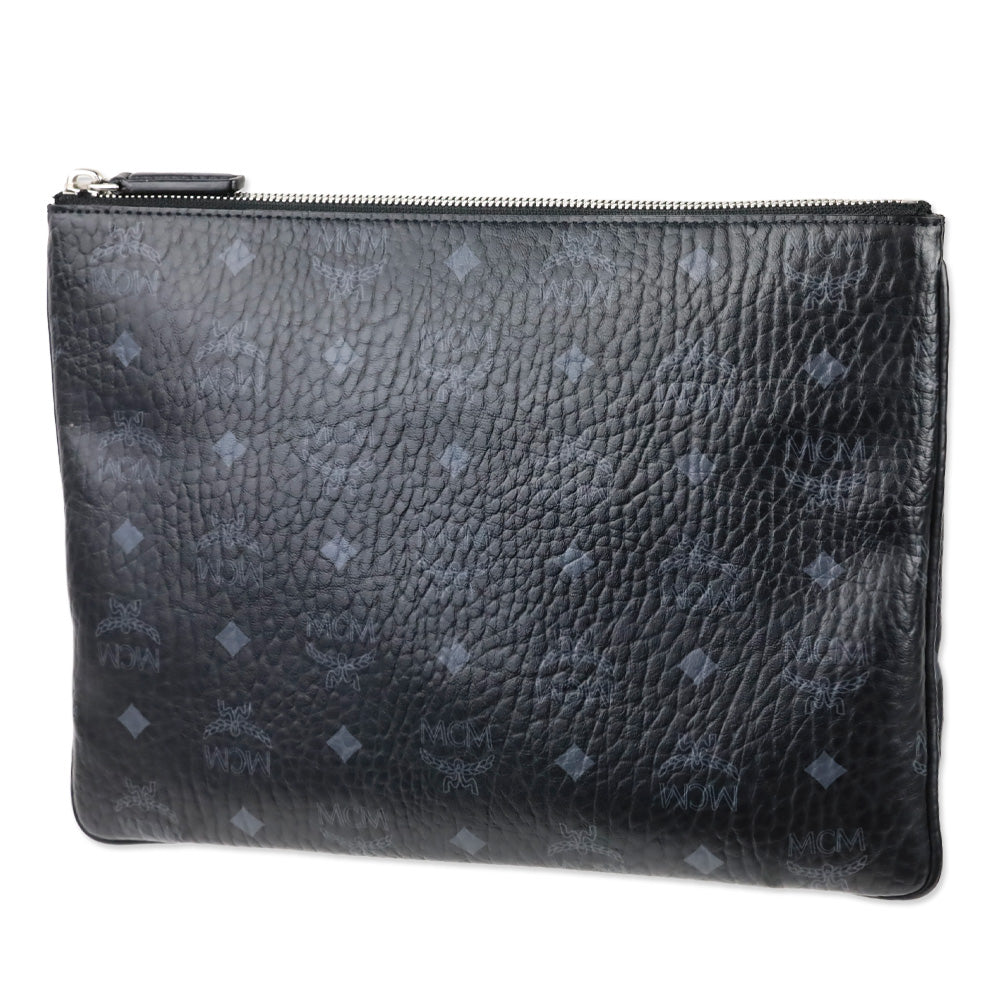 MCM Black Visetos Original Crossbody Pouch