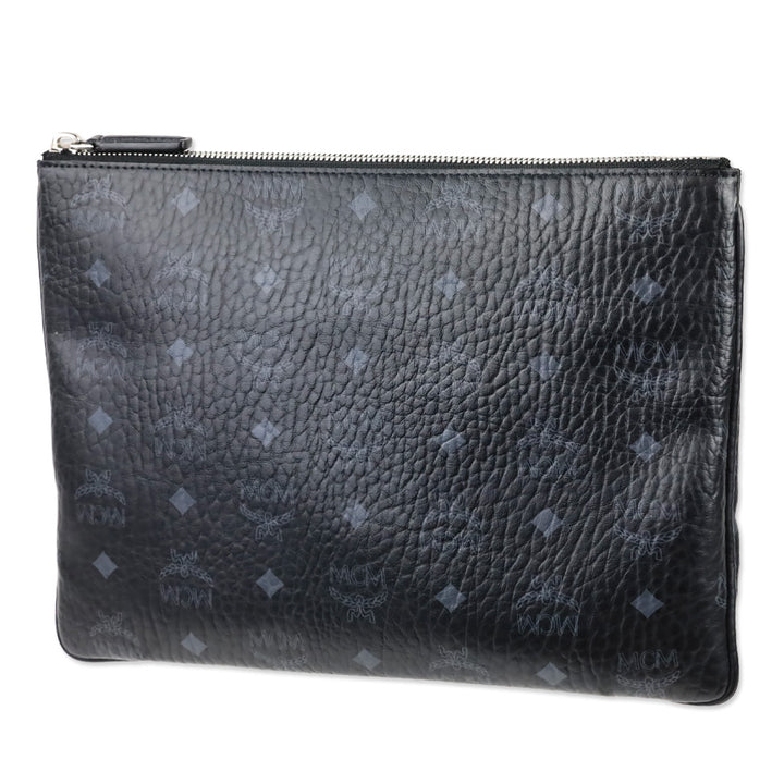 MCM Black Visetos Original Crossbody Pouch