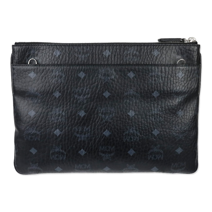 MCM Black Visetos Original Crossbody Pouch