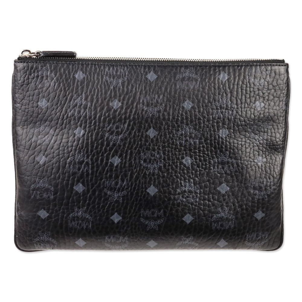 MCM Black Visetos Original Crossbody Pouch