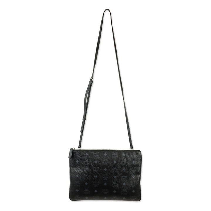 MCM Black Visetos Original Crossbody Pouch