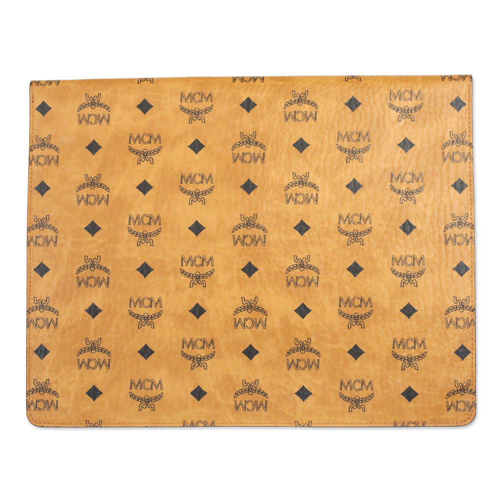 MCM Cognac Visetos Leather Envelope Clutch