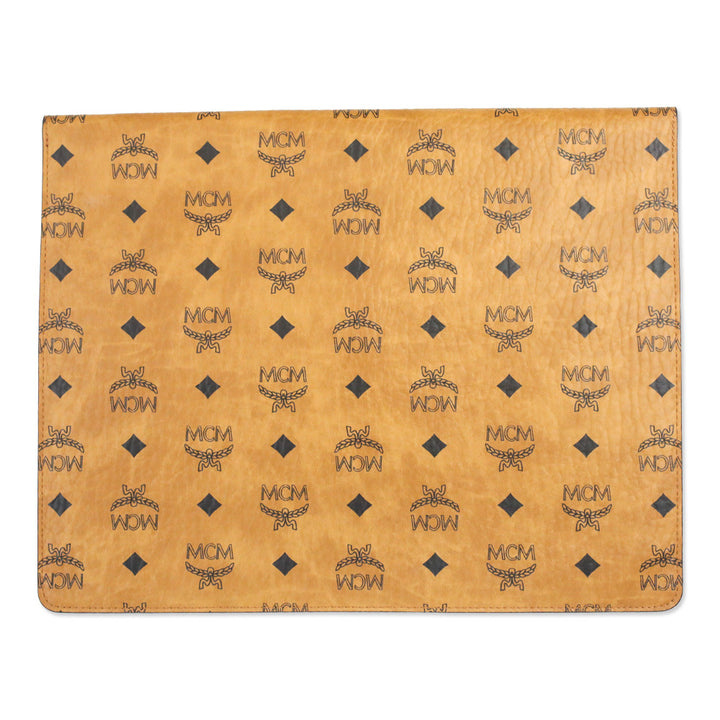 MCM Cognac Visetos Leather Envelope Clutch