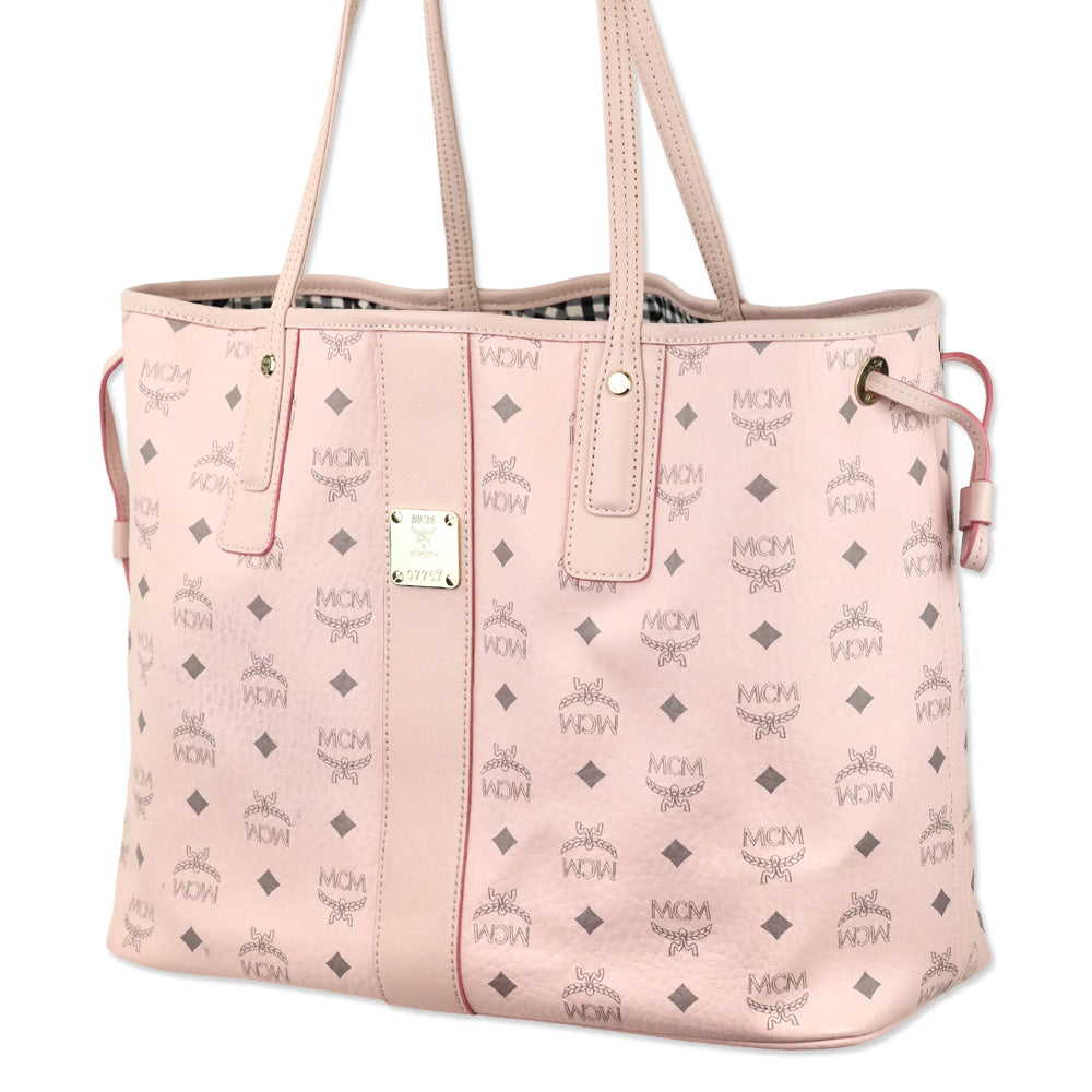 MCM Pink Visetos Medium Reversible Liz Shopper Tote