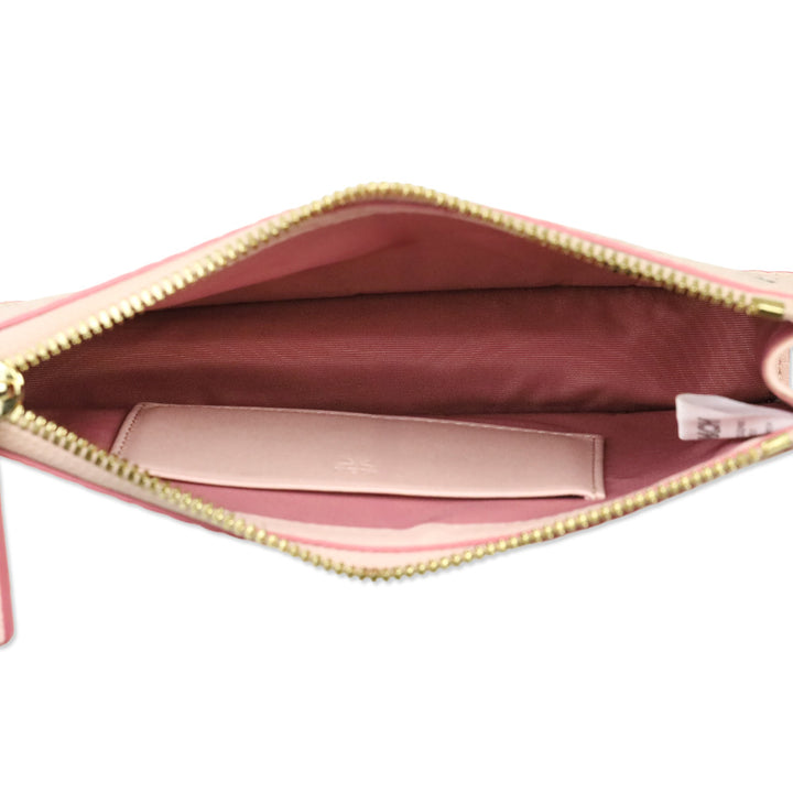 MCM Powder Pink Visetos Leather Cardholder Wristlet