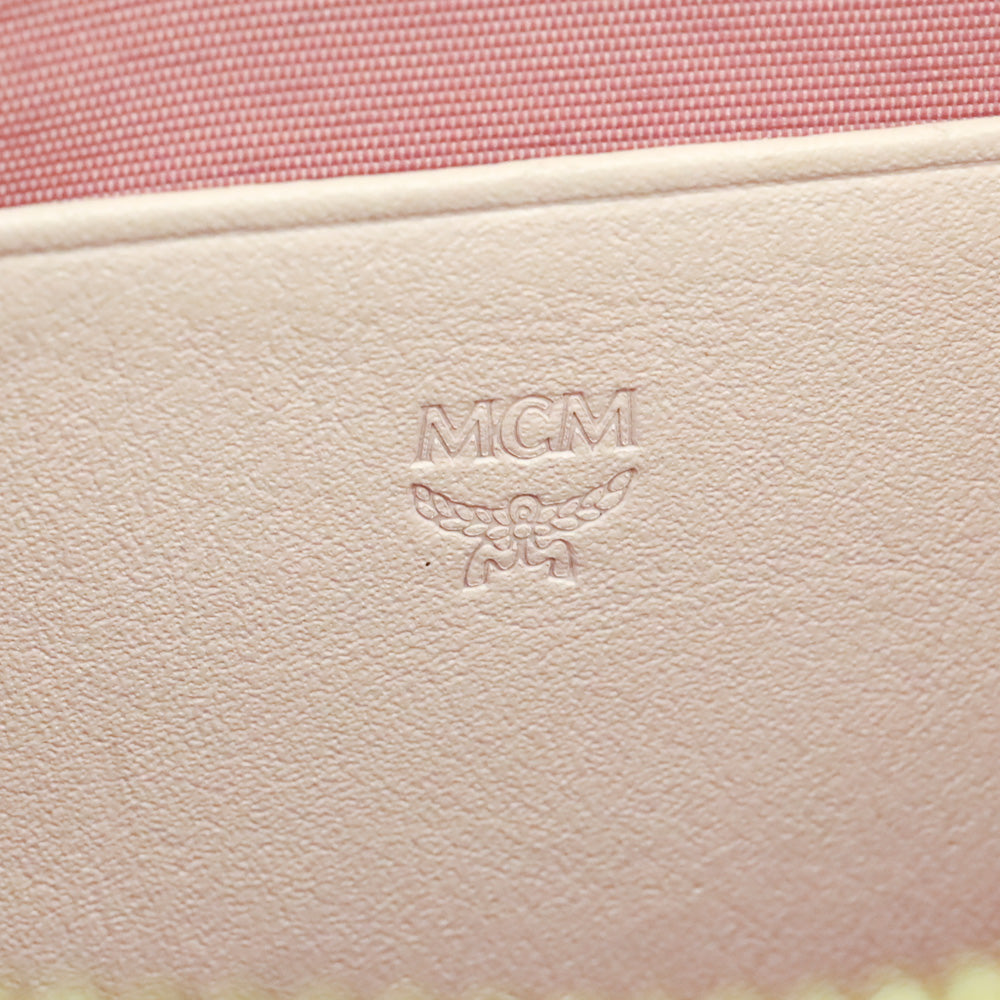 MCM Powder Pink Visetos Leather Cardholder Wristlet