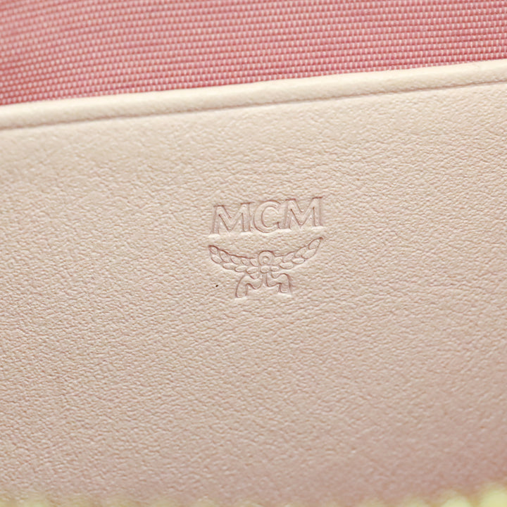 MCM Powder Pink Visetos Leather Cardholder Wristlet