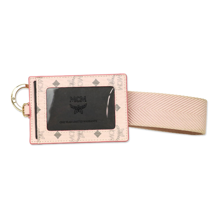 MCM Powder Pink Visetos Leather Cardholder Wristlet
