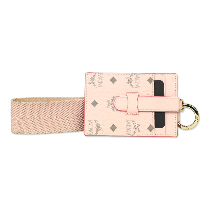 MCM Powder Pink Visetos Leather Cardholder Wristlet