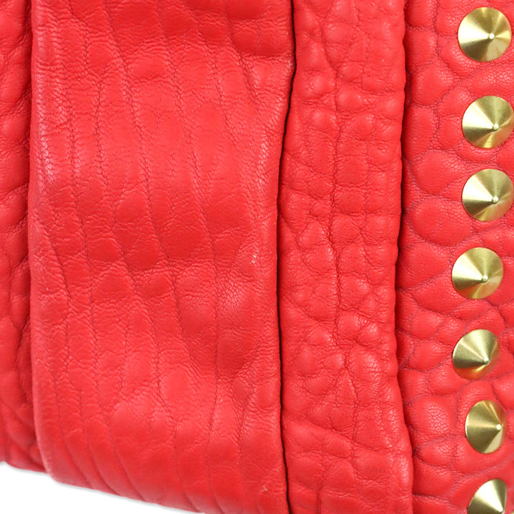 MCM Red Leather Keana Medium Boston Studded Satchel