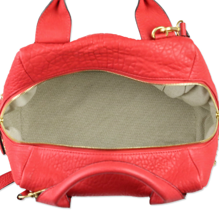 MCM Red Leather Keana Medium Boston Studded Satchel