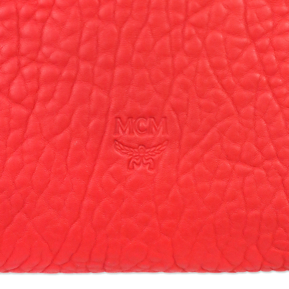 MCM Red Leather Keana Medium Boston Studded Satchel