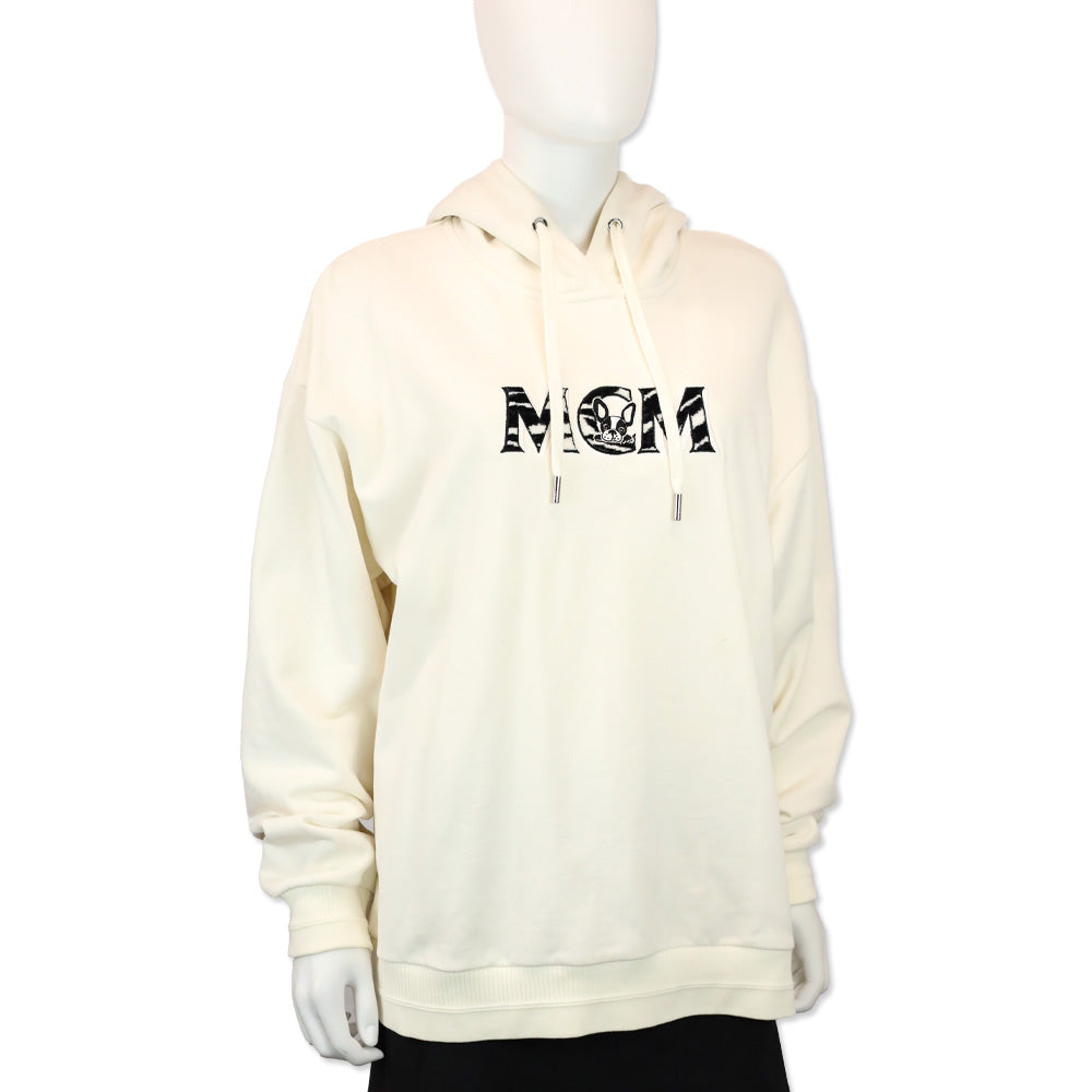 MCM White Organic Cotton M Pup Logo Hoodie