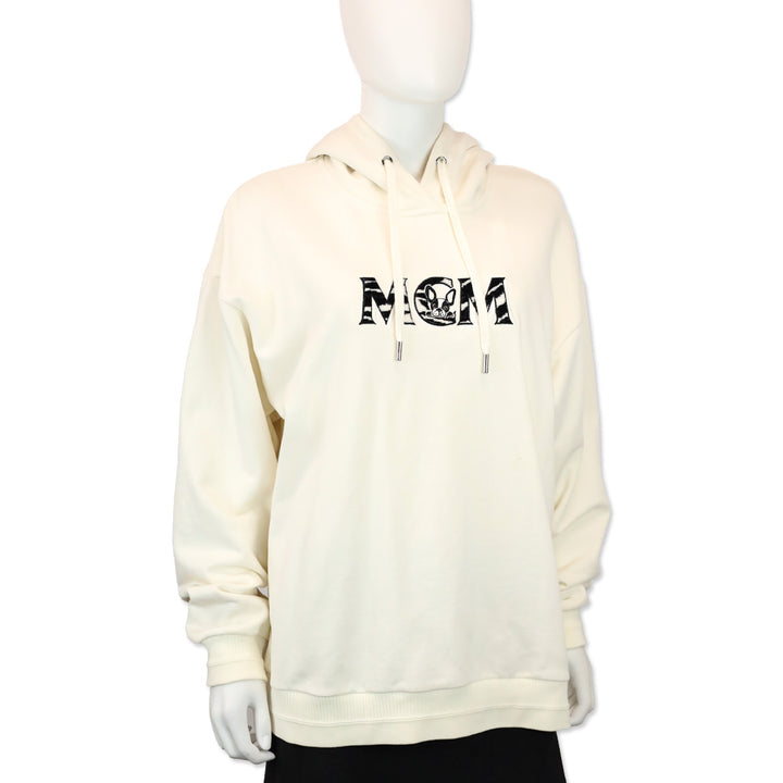 MCM White Organic Cotton M Pup Logo Hoodie