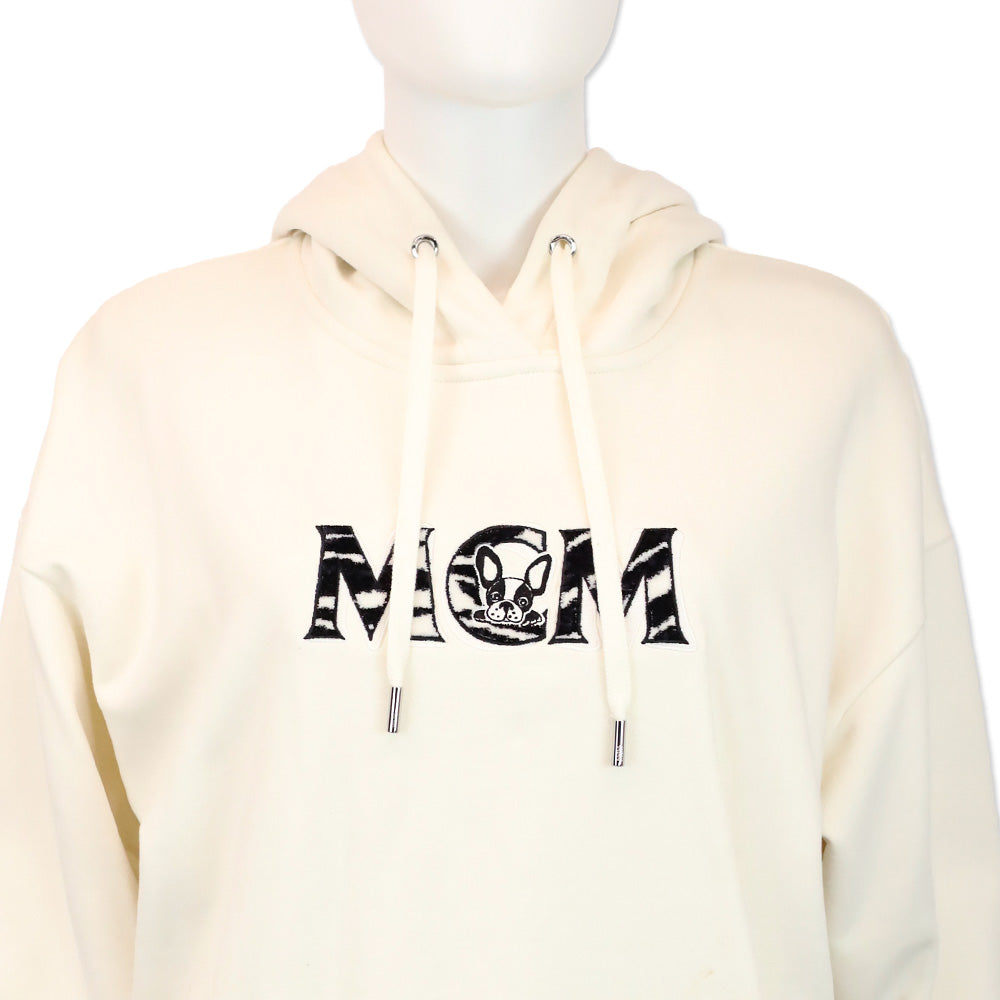 MCM White Organic Cotton M Pup Logo Hoodie