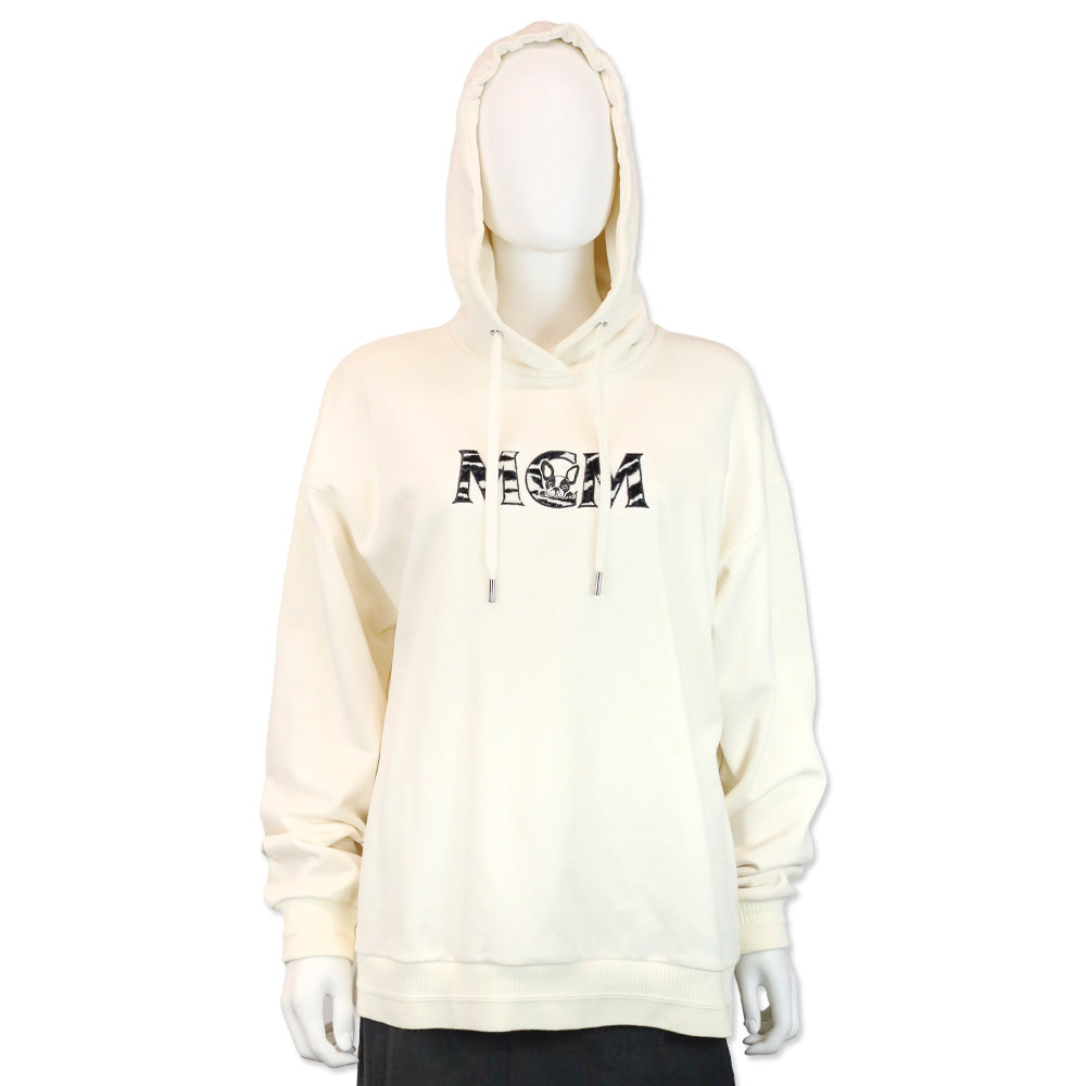 MCM White Organic Cotton M Pup Logo Hoodie