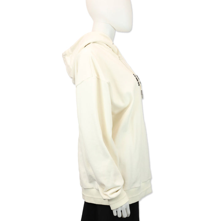 MCM White Organic Cotton M Pup Logo Hoodie