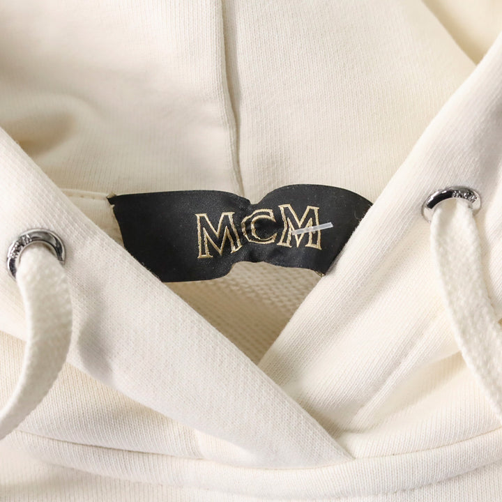 MCM White Organic Cotton M Pup Logo Hoodie