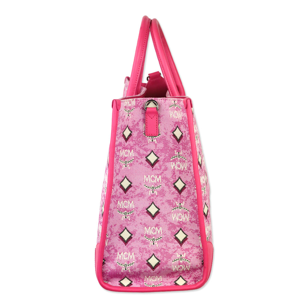 MCM Worldwide Pink Monogram München Tote Bag
