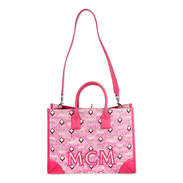 MCM Worldwide Pink Monogram München Tote Bag