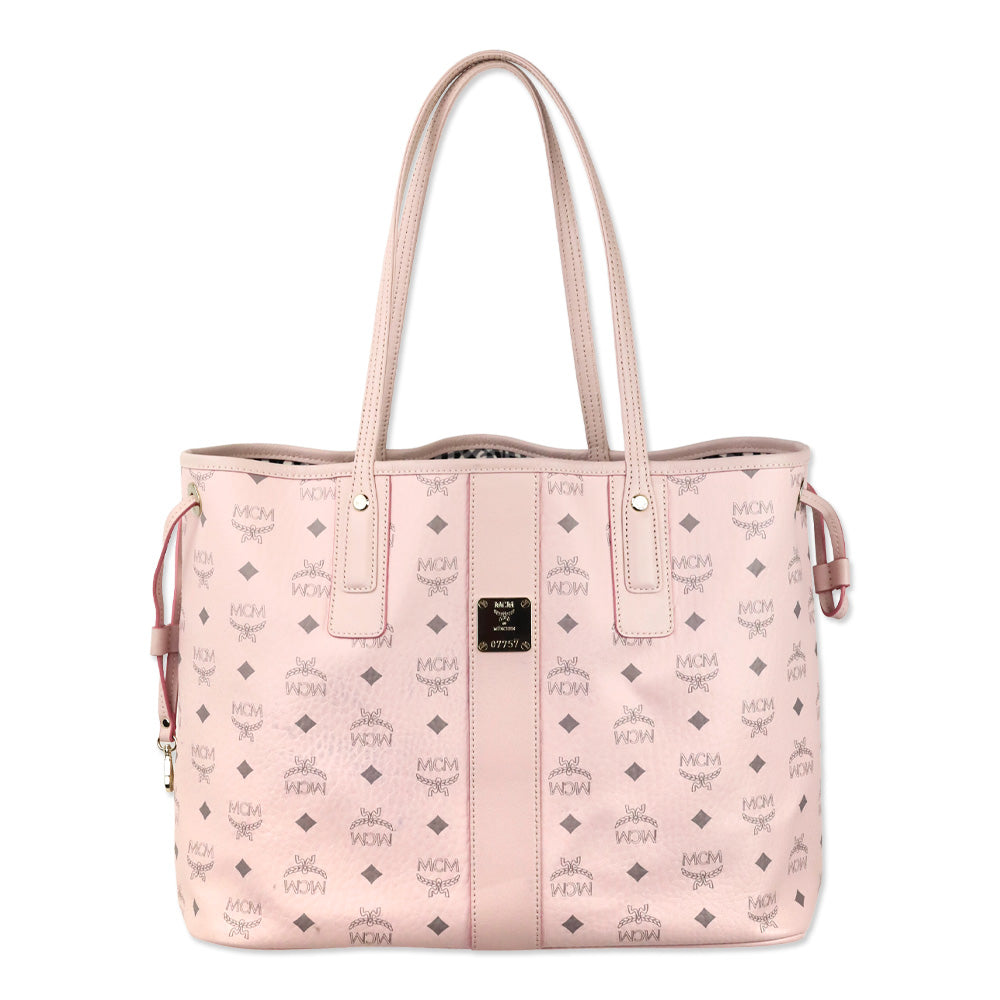 MCM Pink Visetos Medium Reversible Liz Shopper Tote