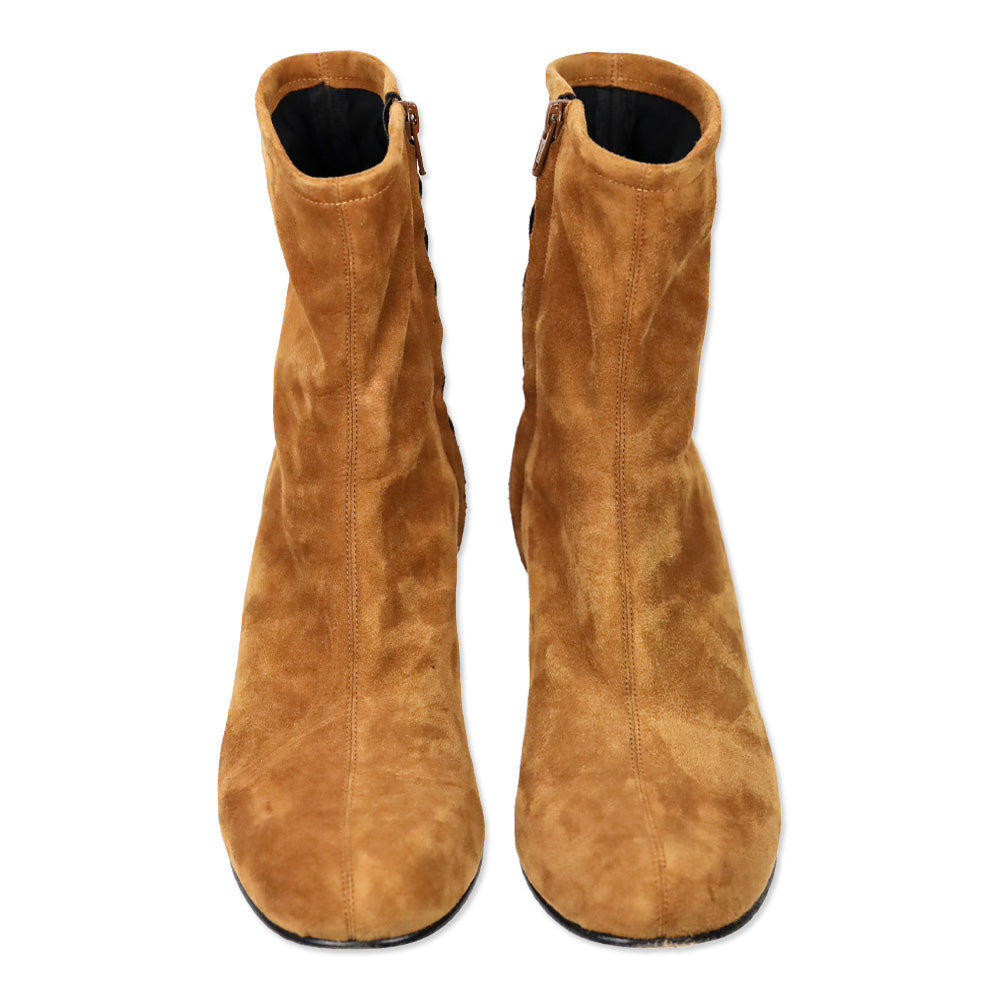 ME + EM Cognac 60's Suede High Ankle Boot