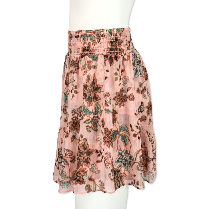 MISA Los Angeles Choco Rose Floral Print Roan Mini Skirt