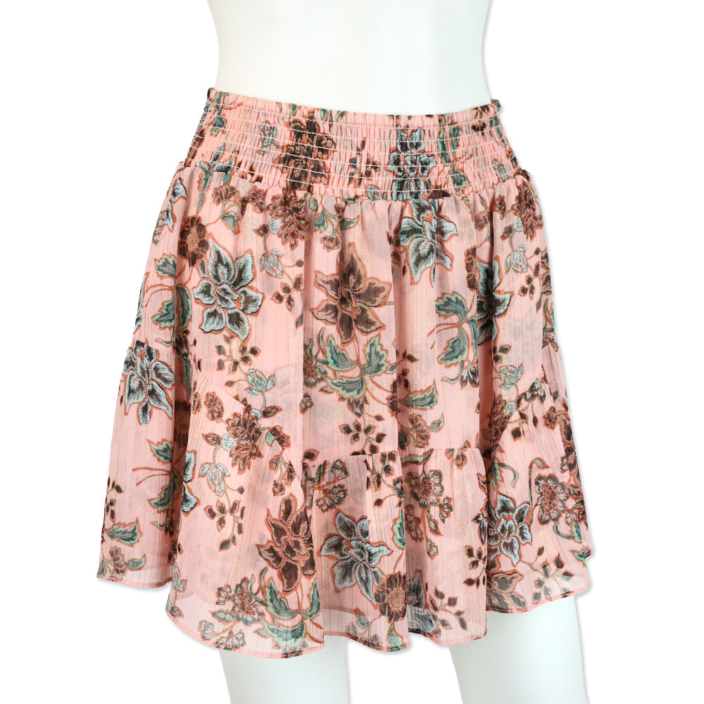 MISA Los Angeles Choco Rose Floral Print Roan Mini Skirt