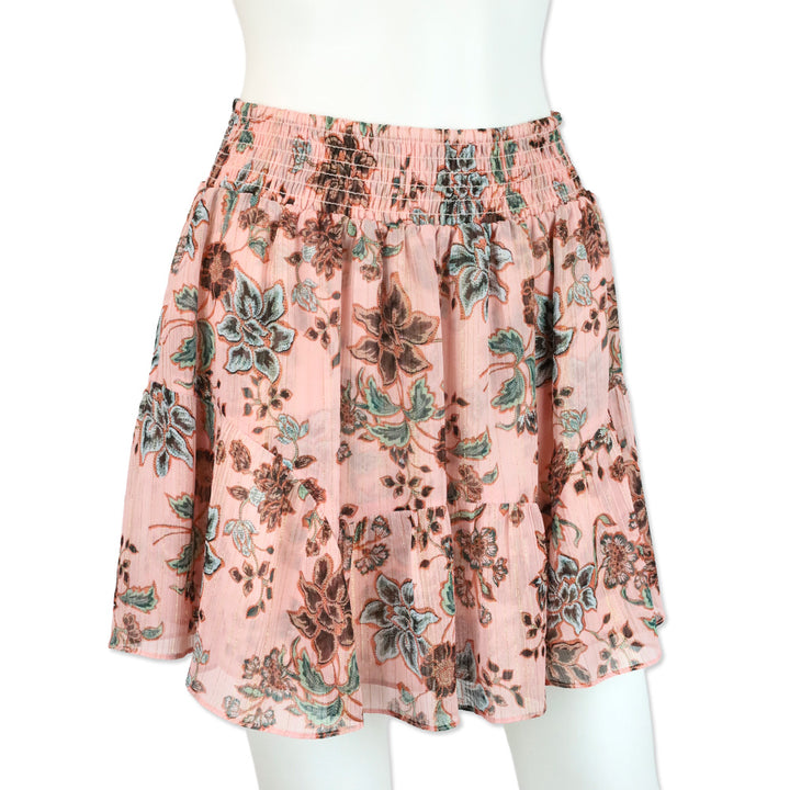 MISA Los Angeles Choco Rose Floral Print Roan Mini Skirt
