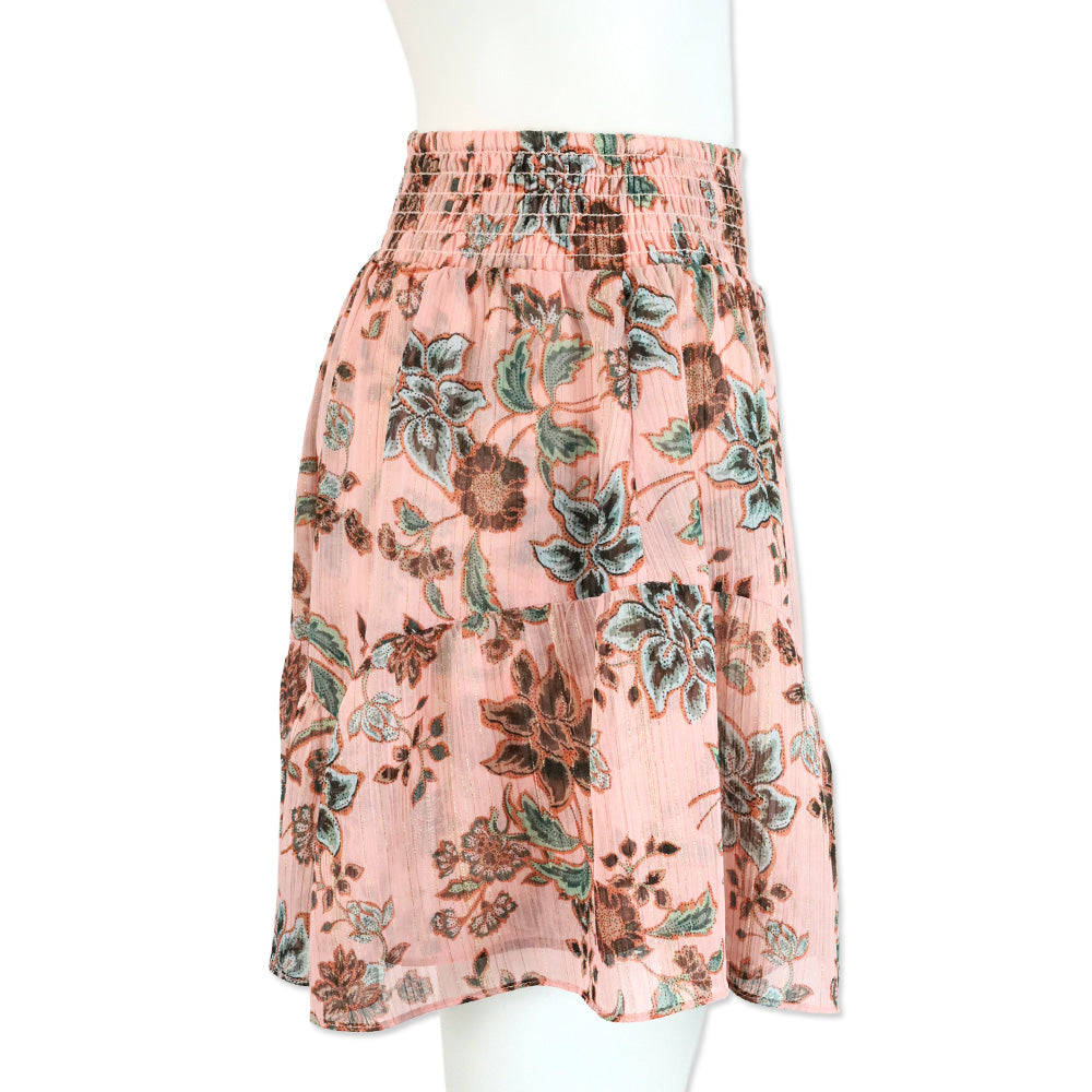 MISA Los Angeles Choco Rose Floral Print Roan Mini Skirt