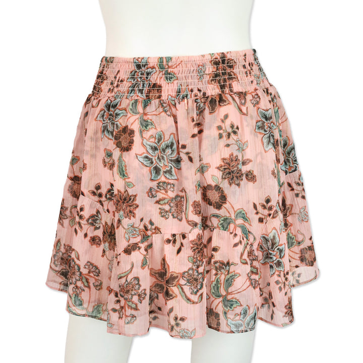 MISA Los Angeles Choco Rose Floral Print Roan Mini Skirt