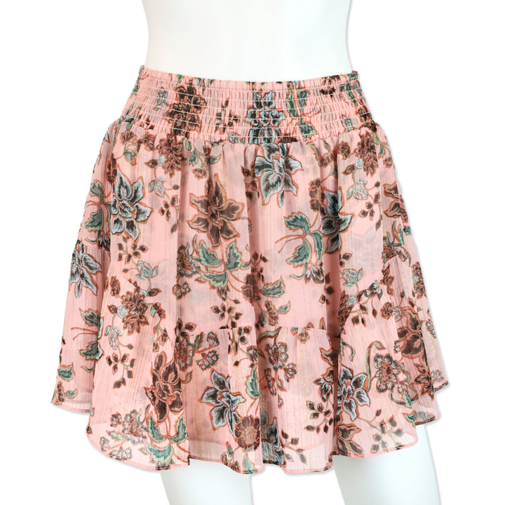 MISA Los Angeles Choco Rose Floral Print Roan Mini Skirt