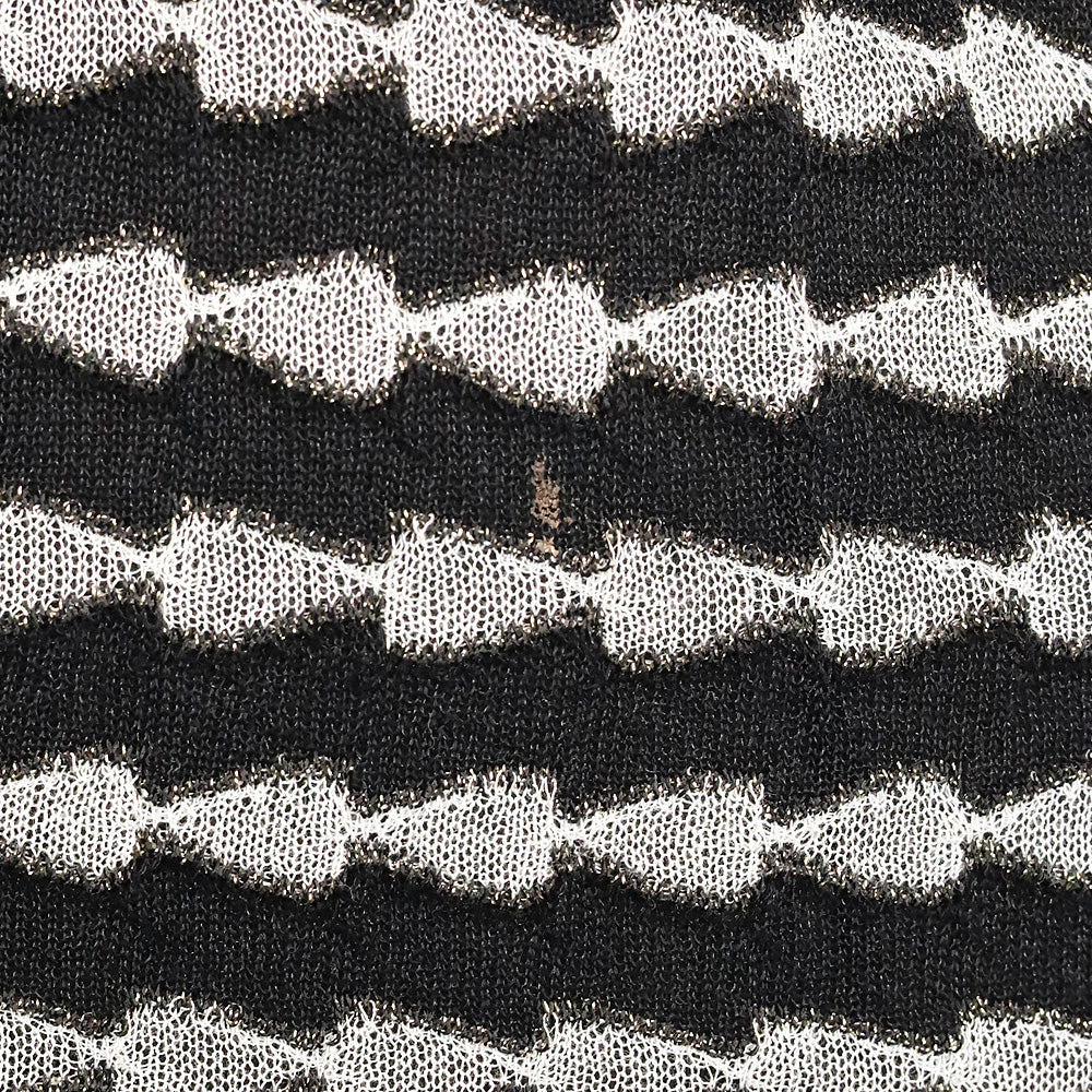 M Missoni Black/White Stripe Wave Knit Sleeveless Scoop Neck Dress