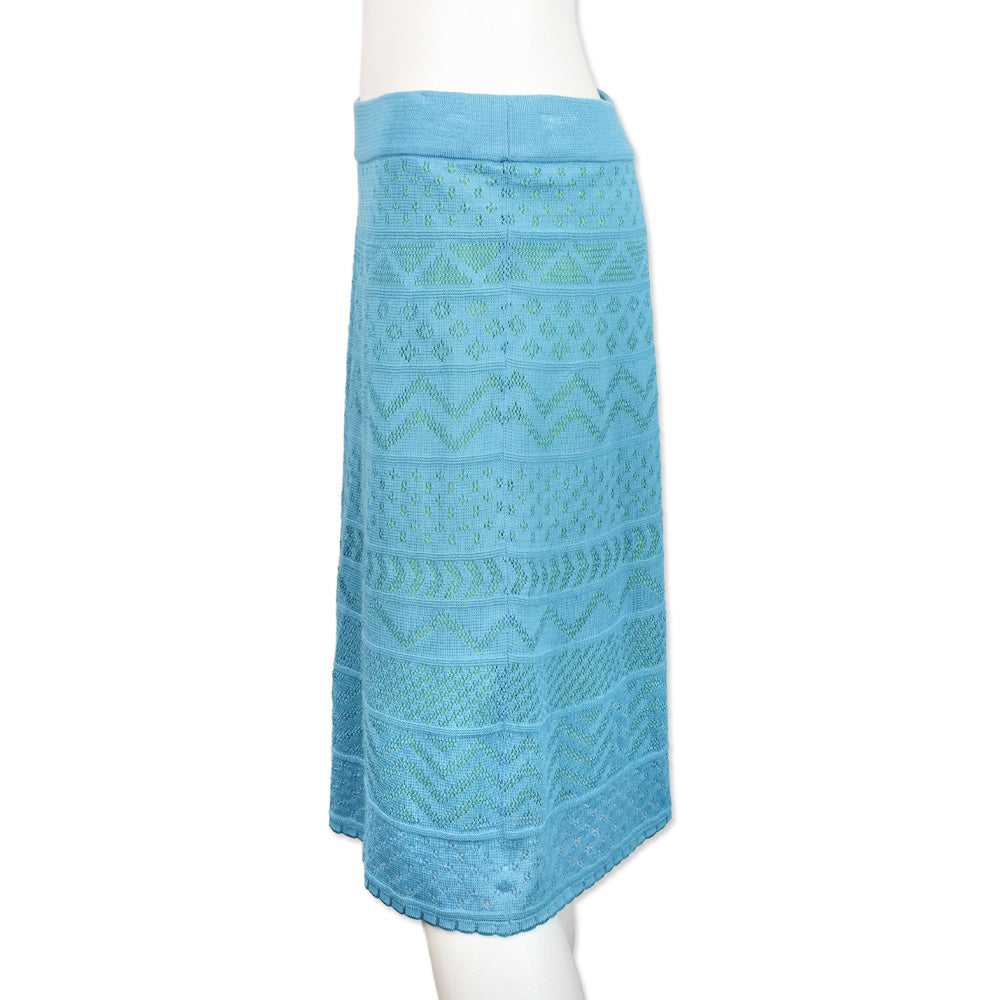 M Missoni Blue Pointelle Knit Midi Skirt