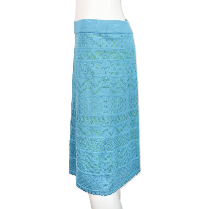 M Missoni Blue Pointelle Knit Midi Skirt