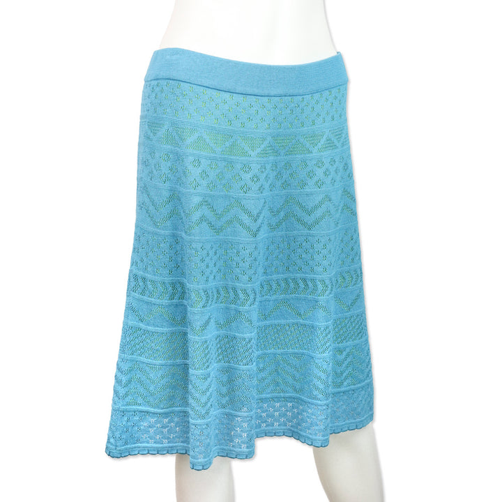 M Missoni Blue Pointelle Knit Midi Skirt
