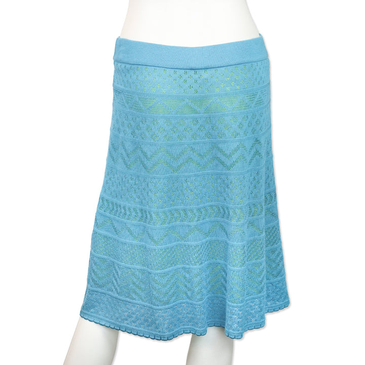 M Missoni Blue Pointelle Knit Midi Skirt