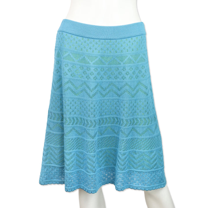 M Missoni Blue Pointelle Knit Midi Skirt