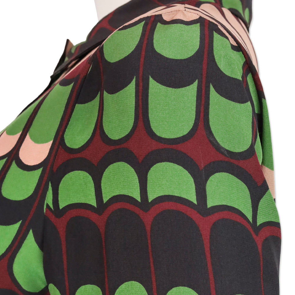 M Missoni Green/Pink Multi Geometric Print Silk Shirtdress