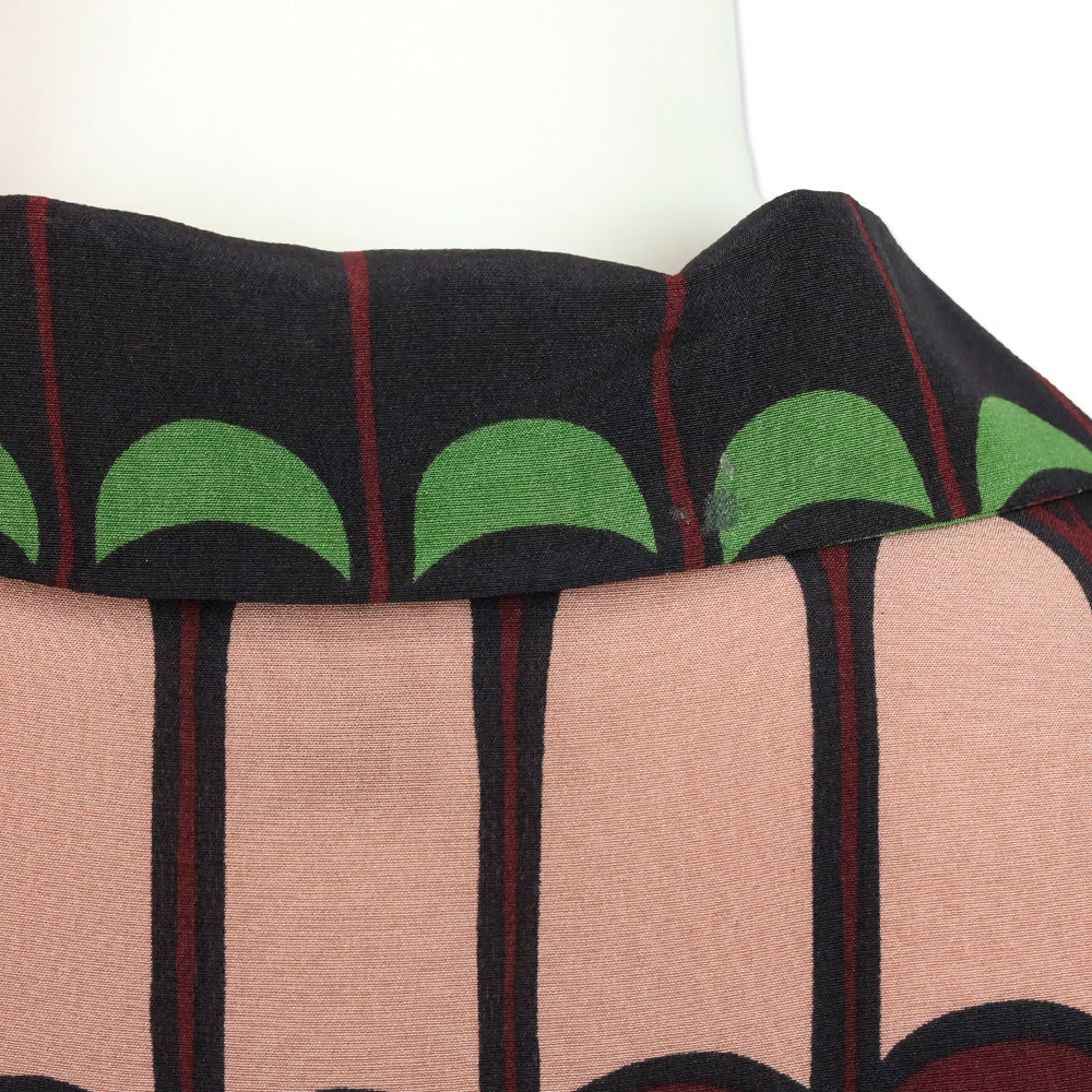 M Missoni Green/Pink Multi Geometric Print Silk Shirtdress