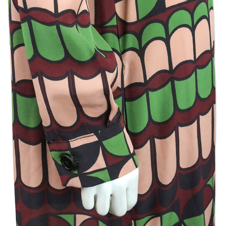 M Missoni Green/Pink Multi Geometric Print Silk Shirtdress