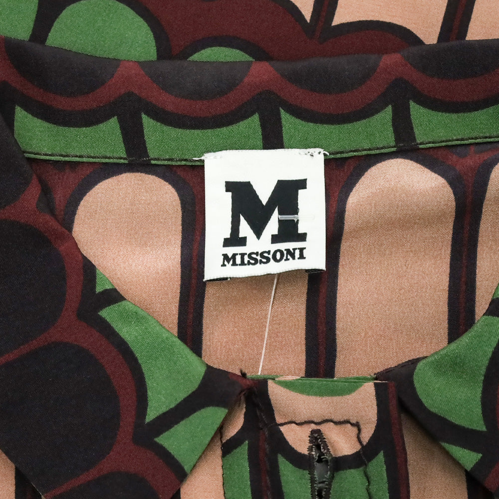 M Missoni Green/Pink Multi Geometric Print Silk Shirtdress